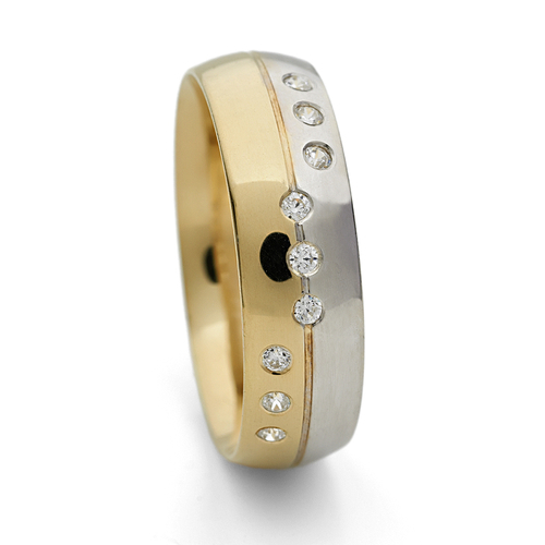 14 karátos sárga- és fehérarany karikagyűrű S32