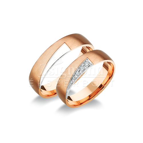 14 karátos fehér- és rozéarany karikagyűrű R353