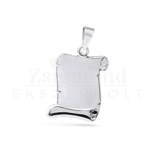 14 karátos fehérarany gravírozható pergamen medál - 24 x 15 mm (AU14403)