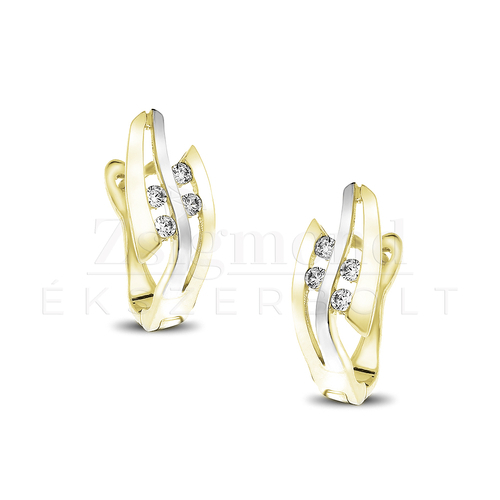 14K sárga fehér arany francia kapcsos fülbevaló