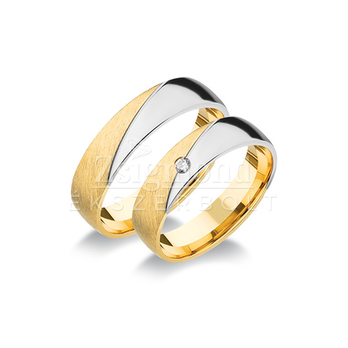 14 karátos sárga- és fehérarany karikagyűrű R211