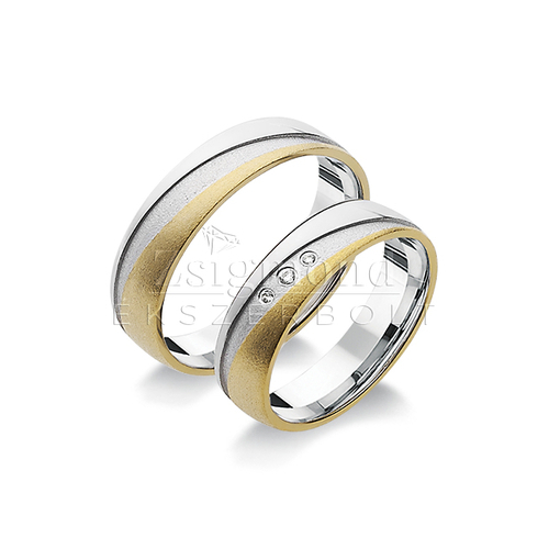 14 karátos sárga- és fehérarany karikagyűrű L139