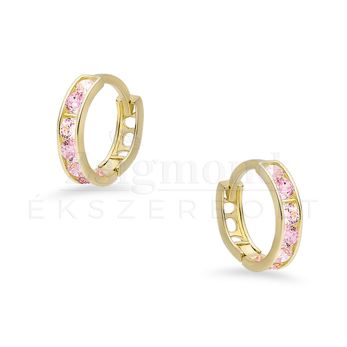 14 karátos arany rózsaszín köves gyerek fülbevaló