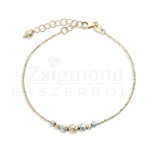 14K sárga és fehér arany vésett karkötő