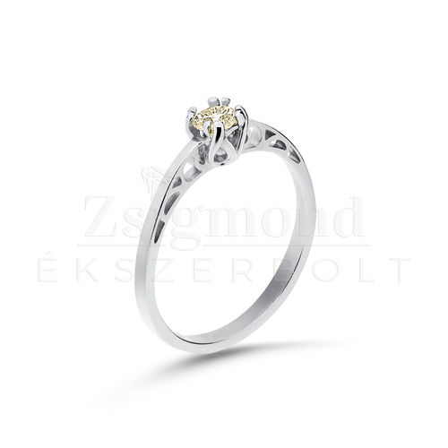 14 karátos fehérarany eljegyzési gyűrű gyémánttal (AU7976)