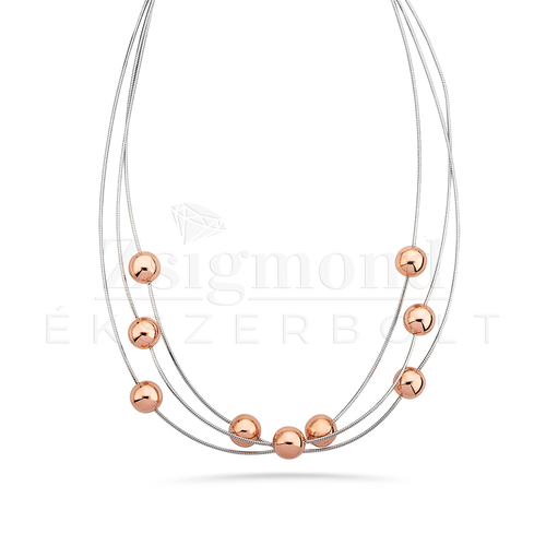 Ezüst nyaklánc rozé aranyozással - 42-46 cm (AG18756)