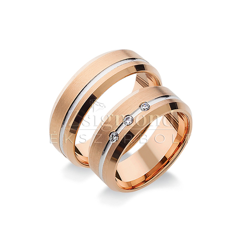 14 karátos fehér- és rozéarany karikagyűrű R238