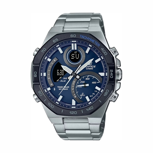 napelemes férfi karóra, acél casio edifice