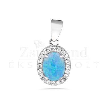 ezüst medál kék opál kővel