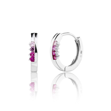 925 ezüst pink köves karika fülbevaló