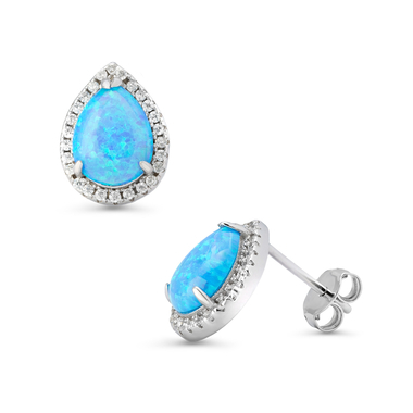 925 ezüst fülbevaló kék opállal