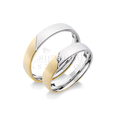 14 karátos sárga- és fehérarany karikagyűrű L6