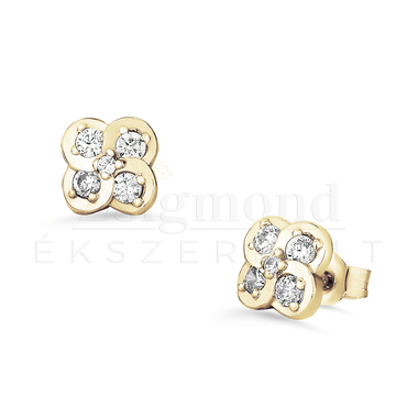 14 karátos köves arany virág fülbevaló