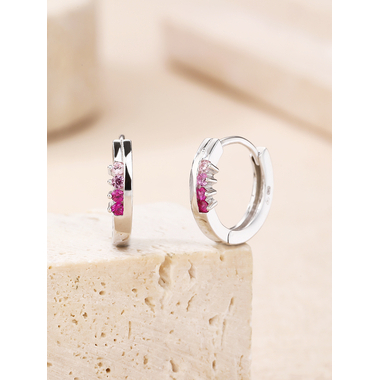 Ezüst köves karika fülbevaló - átm. 14 mm (AG29648)