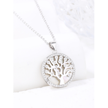 Ezüst életfa medál gyöngyházzal - átm. 19 mm (AG29645)