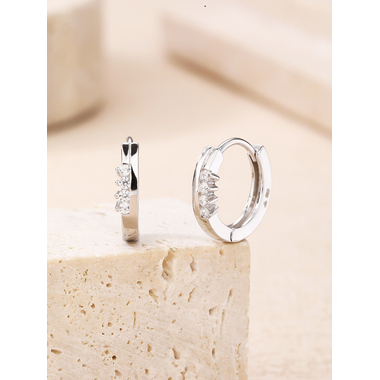 Ezüst köves karika fülbevaló - átm. 14 mm (AG29570)