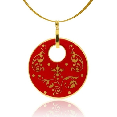 barokk mintázatú porcelán medál fém láncon