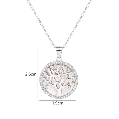 Ezüst életfa medál gyöngyházzal - átm. 19 mm (AG29645)