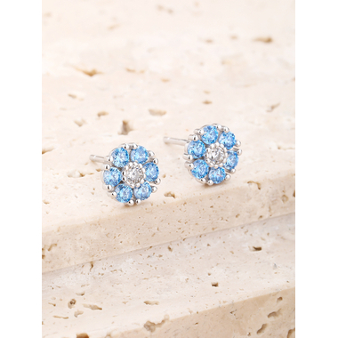 Ezüst virág fülbevaló - átm. 8 mm (AG28612)