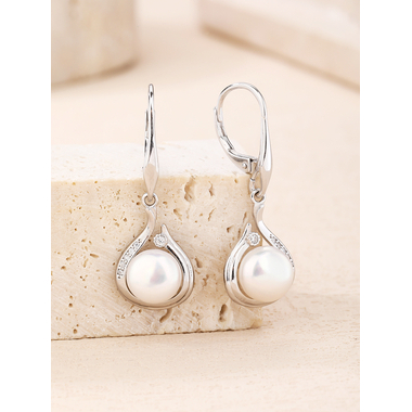 Ezüst fülbevaló tenyésztett gyönggyel (AG29714)