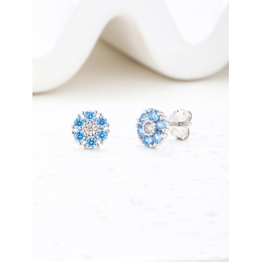 Ezüst virág fülbevaló - átm. 8 mm (AG28612)