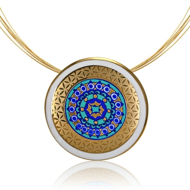 kék Mandala  mintás ZEMA porcelán medál