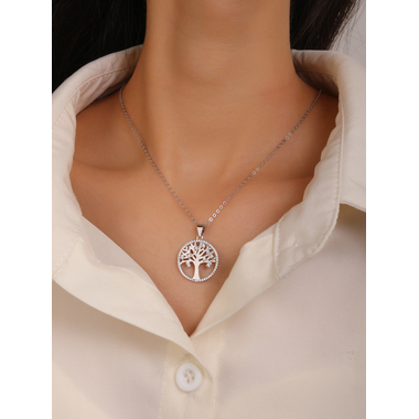 Ezüst életfa medál - átm. 19 mm (AG29725)