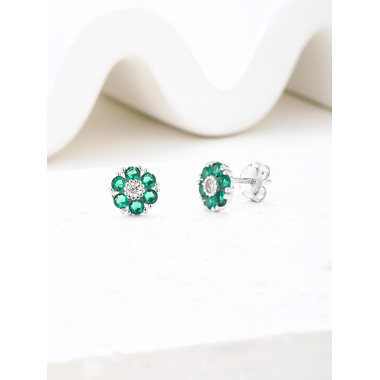 Ezüst virág fülbevaló - átm. 8 mm (AG28613)