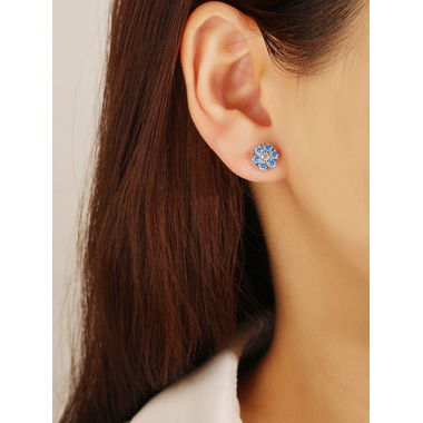 Ezüst virág fülbevaló - átm. 8 mm (AG28612)