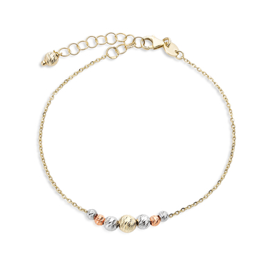 14 karátos arany háromszínű karkötő