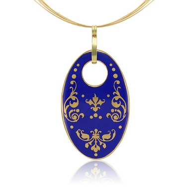 ZEMA Barokk kék&arany porcelán medál