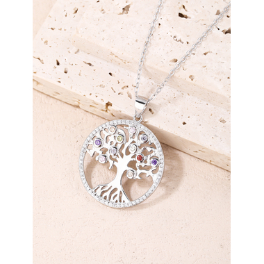 Ezüst életfa medál - átm. 24 mm (AG28628)