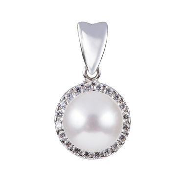 14 karátos fehérarany medál tenyésztett gyönggyel (AU364)