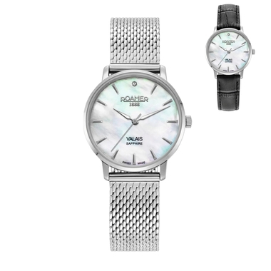 női roamer valais óra fém és bőr szíjjal
