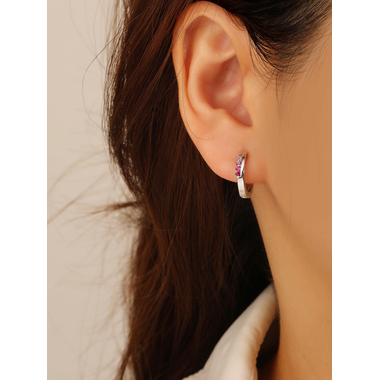 Ezüst köves karika fülbevaló - átm. 14 mm (AG29648)