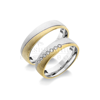 14 karátos sárga- és fehérarany karikagyűrű L12