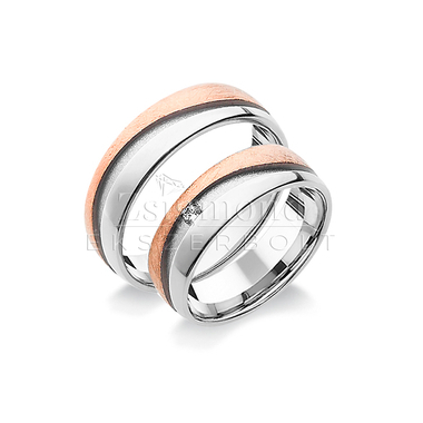 14 karátos fehér- és rozéarany karikagyűrű L144