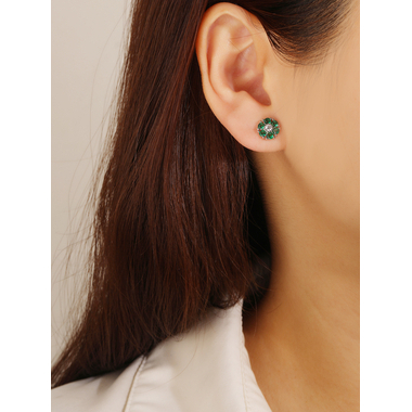 Ezüst virág fülbevaló - átm. 8 mm (AG28613)