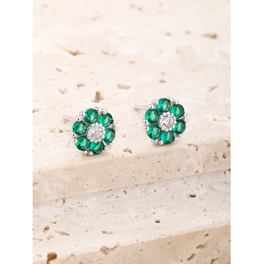 Ezüst virág fülbevaló - átm. 8 mm (AG28613)