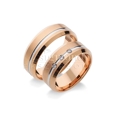 14 karátos fehér- és rozéarany karikagyűrű R238