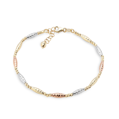 14 karátos háromszínű arany karkötő